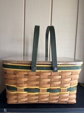 Longaberger Medium Market Basket with Green Bay Packers Lid